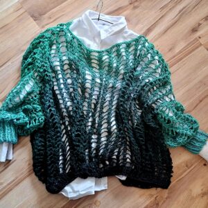 Szydełkowy Sweter Ażurowy Ombre XL/XXL – Ręcznie Robiony Sweter Nietoperz